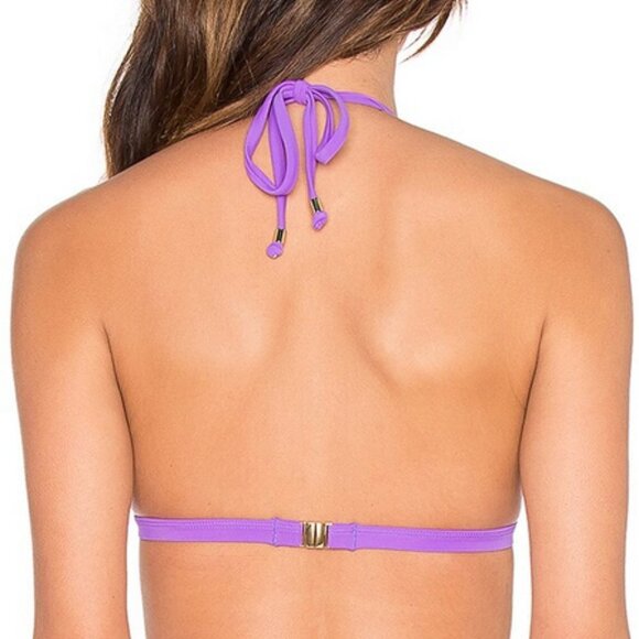 L'Agent by Agent Provacateur Avril Violet Triangle Bikini Top Halter Ties Small - Picture 3 of 12